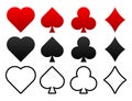 Suit deck of playing cards. Casino concept. Poker signs. Gambling Vector illustration.