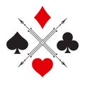 Suit deck of playing cards on white background