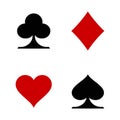 Suit deck of playing cards on white background.