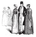 A suit with English, Drawn caricature of the Album of fashion, vintage engraving