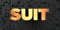 Suit - Gold text on black background - 3D rendered royalty free stock picture