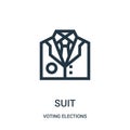 suit icon vector from voting elections collection. Thin line suit outline icon vector illustration Royalty Free Stock Photo