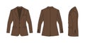 Suit jacket vector template illustration with side view | brown