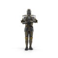 Suit of knight armour on white. 3D illustration