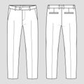 Suit trousers. Vector technical sketch. Mockup template