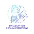 Suitability for dietary restrictions blue gradient concept icon Royalty Free Stock Photo