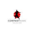 japanese samurai warrior with katana logo vector Royalty Free Stock Photo