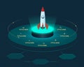 Digital Platform Infographic Rocket Launcher Vector Illustration