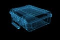 Suitcase 3D rendered xray blue Royalty Free Stock Photo