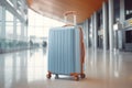 suitcase at airport plane. close up travel concept, summer vacation concept, traveler suitcases in airport terminal.