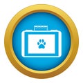 Suitcase for animals icon blue vector isolated