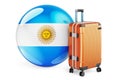Suitcase with Argentinean flag. Argentina travel concept, 3D rendering Royalty Free Stock Photo