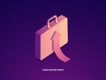 Suitcase with arrow up, career growth, business management and investmen success isometric Royalty Free Stock Photo