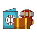 Suitcase backpack passport travel vacations