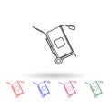 Suitcase on a cart multi color icon. Simple thin line, outline vector of logistic icons for ui and ux, website or mobile Royalty Free Stock Photo