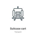 Suitcase cart outline vector icon. Thin line black suitcase cart icon, flat vector simple element illustration from editable