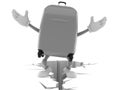 Suitcase character standing on cracked ground