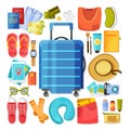 Suitcase Contents Flat Icons Royalty Free Stock Photo