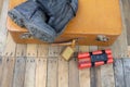 Suitcase with explosive. Dynamite found in the hand baggage of t