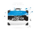 Suitcase with the flag of Estonia. Lettering