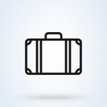 Suitcase flat style. Vector line art illustration icon isolated on white background Royalty Free Stock Photo