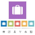 Suitcase flat white icons in square backgrounds Royalty Free Stock Photo