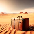 Suitcase forgotten in the desert.