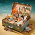 A suitcase full of items Royalty Free Stock Photo
