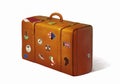 Suitcase full of travel stickers Royalty Free Stock Photo