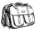 Suitcase hand drawn sketch isolated on a white background. Suit case holdall carryall sac. Freehand outline black ink