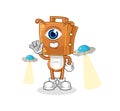 Suitcase head alien cartoon mascot vector