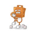 Suitcase head baseball pitcher cartoon. cartoon mascot vector Royalty Free Stock Photo