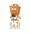 Suitcase head play whack a mole mascot. cartoon vector