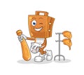 Suitcase head playing baseball mascot. cartoon vector Royalty Free Stock Photo