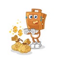 Suitcase head refuse money illustration. character vector Royalty Free Stock Photo