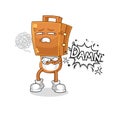 Suitcase head very pissed off illustration. character vector