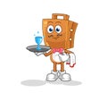 Suitcase head waiter cartoon. cartoon mascot vector Royalty Free Stock Photo