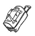 Suitcase holdall carryall sac. Luggage bag sketch vector illustration. Big carry trunk box on white background. Black