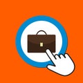 Suitcase icon. Portfolio concept. Hand Mouse Cursor Clicks the Button Royalty Free Stock Photo