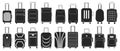 Suitcase isolated black set icon. Vector black set icon luggage for travel. Vector illustration suitcase on white Royalty Free Stock Photo