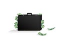 Suitcase with a lot of money, isolated on a white background horizontal vector illustration Royalty Free Stock Photo
