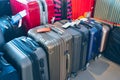 Suitcase or luggage with conveyor belt in the airport Royalty Free Stock Photo