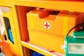 Suitcase with medicines for emergency, emergency assistance. ambulance equipment