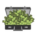 Suitcase of money isolated. Case cash. Vector illustration Royalty Free Stock Photo