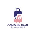 Suitcase with Music logo design vector. Suitcase logo design template concept Royalty Free Stock Photo