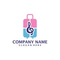 Suitcase with Music logo design vector. Suitcase logo design template concept Royalty Free Stock Photo
