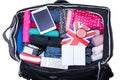 Suitcase opened with full of clothing Royalty Free Stock Photo