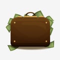 Suitcase overflowing with cash. The concept of financial success, wealth, jackpot Royalty Free Stock Photo