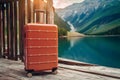 Suitcase packed for travel journey awaits exploration and discovery Royalty Free Stock Photo