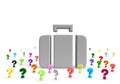 Suitcase And Question Marks On A Colorful, Diversity Isolated Background